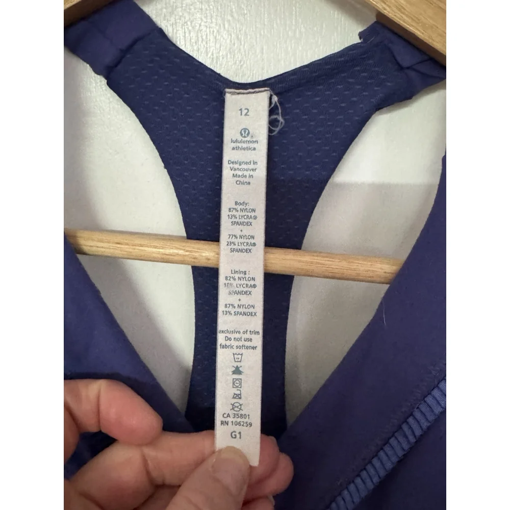 Lululemon Deep Breath Tank Top Purple Racerback Size 12 - Picture 4 of 7